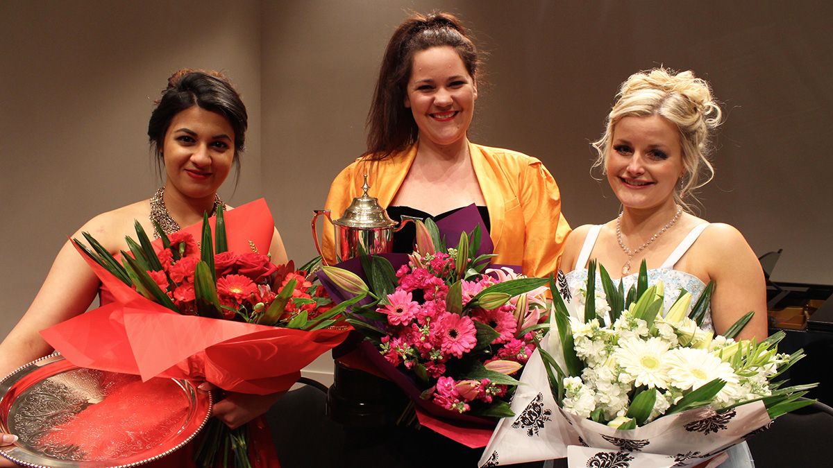 2013 Dame Malvina Major Foundation Dunedi n Aria. From left: Amina Edris, Christie Cooke (winner), Sophie Morris.